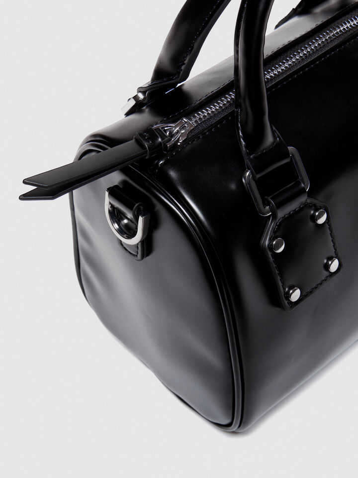 Mini vanity-style handbag with shoulder strap - null - Black | Sisley image number 4